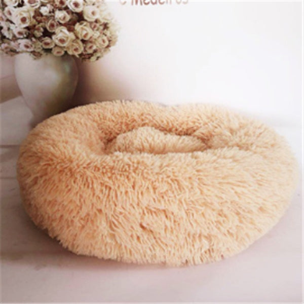 Round Fluffy Cat Bed – Long Hair Plush Winter Nest Pad for Cats & Small Pets