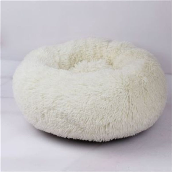 Round Fluffy Cat Bed – Long Hair Plush Winter Nest Pad for Cats & Small Pets