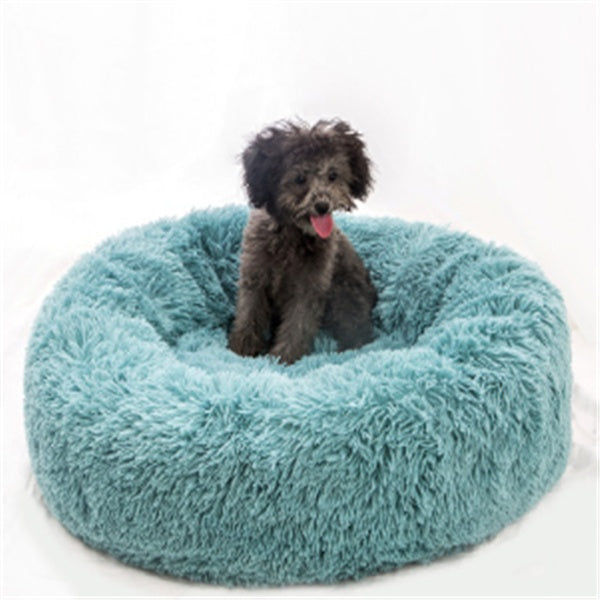 Round Fluffy Cat Bed – Long Hair Plush Winter Nest Pad for Cats & Small Pets
