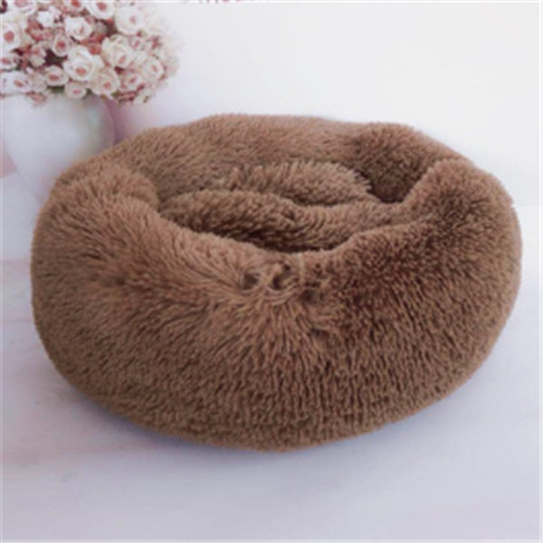 Round Fluffy Cat Bed – Long Hair Plush Winter Nest Pad for Cats & Small Pets