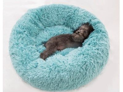 Round Fluffy Cat Bed – Long Hair Plush Winter Nest Pad for Cats & Small Pets