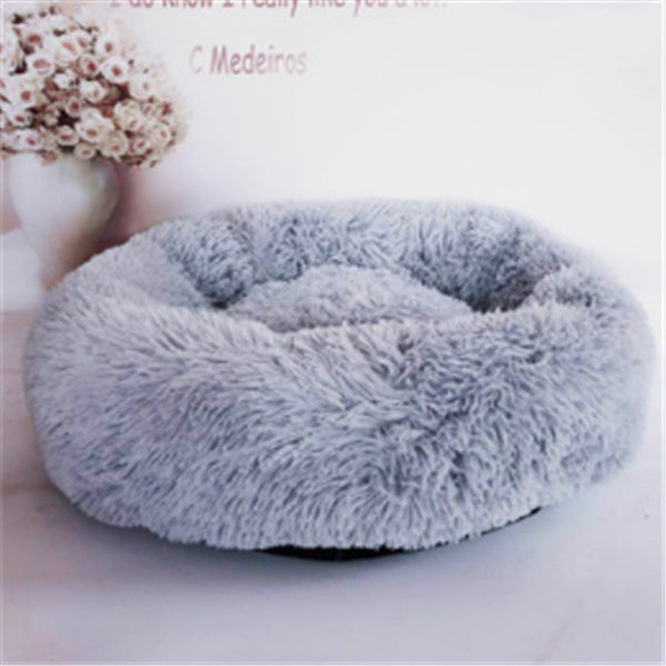 Round Fluffy Cat Bed – Long Hair Plush Winter Nest Pad for Cats & Small Pets