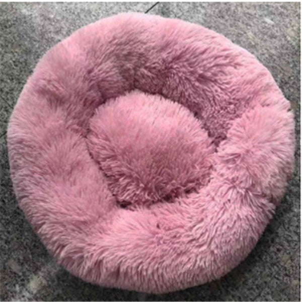 Round Fluffy Cat Bed – Long Hair Plush Winter Nest Pad for Cats & Small Pets