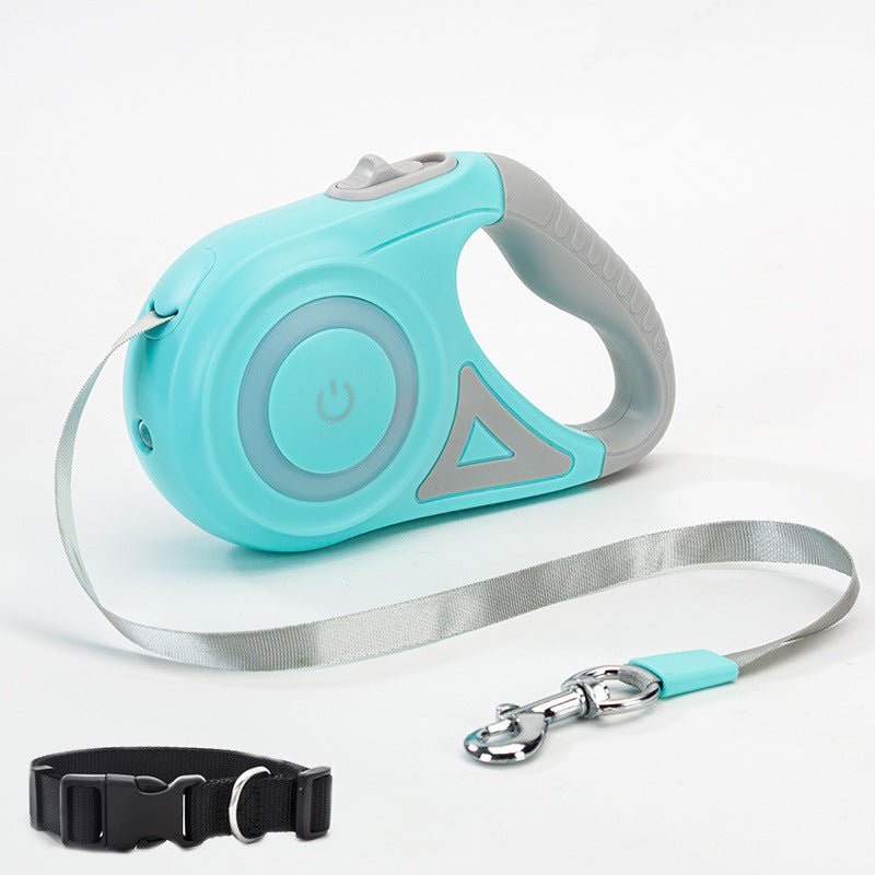 Retractable Dog Leash with Spotlight & Adjustable Collar | Auto Traction Rope for Small & Medium Dogs
