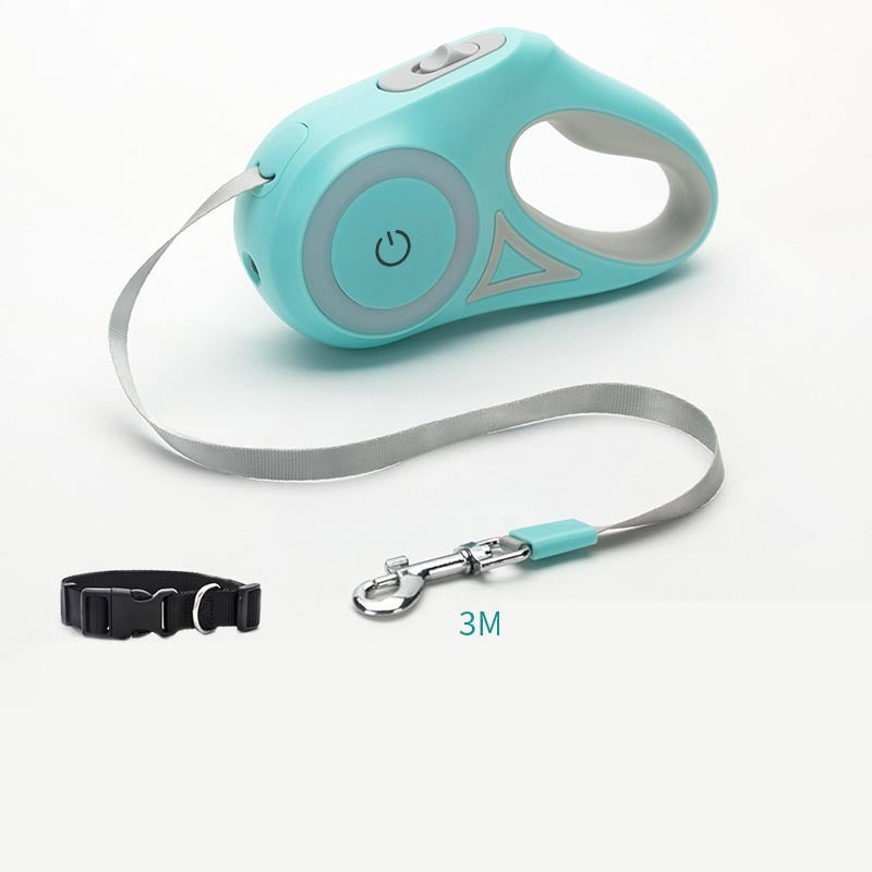 Retractable Dog Leash with Spotlight & Adjustable Collar | Auto Traction Rope for Small & Medium Dogs