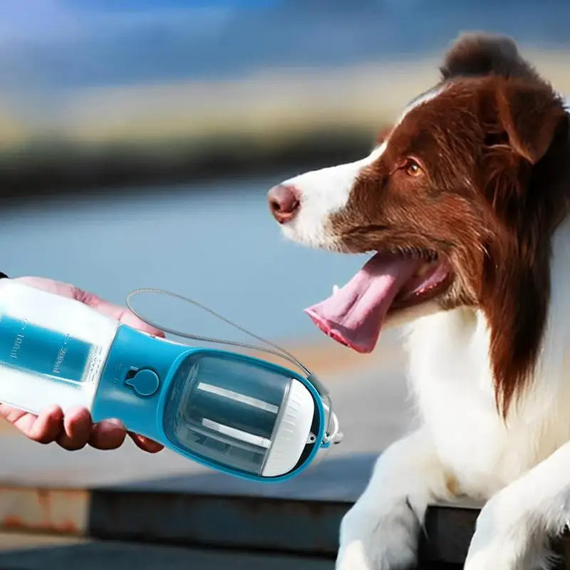 3-in-1 Dog Water Bottle with Food Container & Waste Bag Holder – Portable Pet Travel Cup