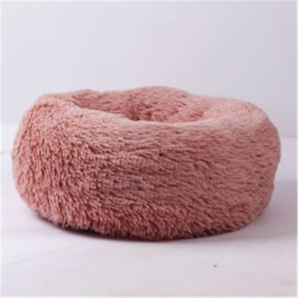 Round Fluffy Cat Bed – Long Hair Plush Winter Nest Pad for Cats & Small Pets