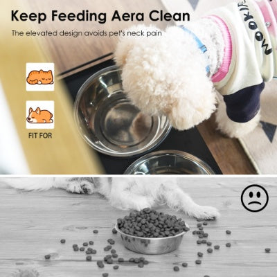 Pet Feeding Station with Storage Cabinet – Elevated Dog Bowls & Hidden Feeder, Black