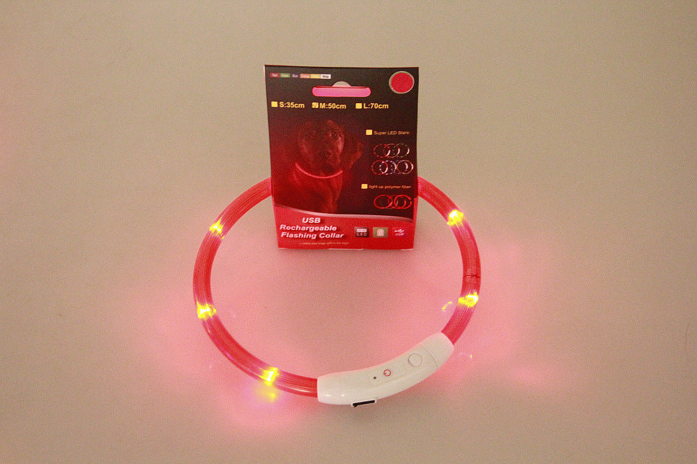 USB Rechargeable LED Pet Collar – Light Up Safety Necklace for Night Walking Dogs & Cats