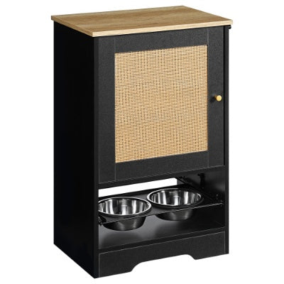 Pet Feeding Station with Storage Cabinet – Elevated Dog Bowls & Hidden Feeder, Black