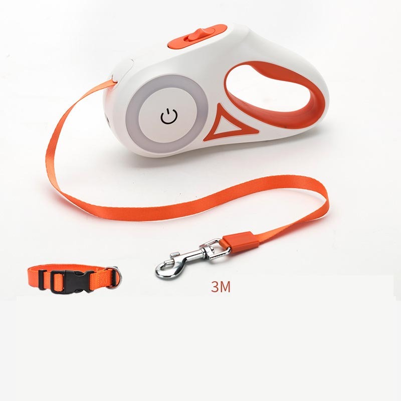 Retractable Dog Leash with Spotlight & Adjustable Collar | Auto Traction Rope for Small & Medium Dogs