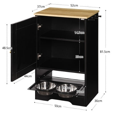 Pet Feeding Station with Storage Cabinet – Elevated Dog Bowls & Hidden Feeder, Black