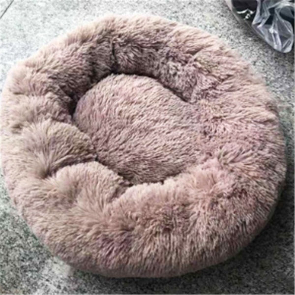 Round Fluffy Cat Bed – Long Hair Plush Winter Nest Pad for Cats & Small Pets