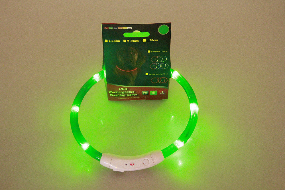 USB Rechargeable LED Pet Collar – Light Up Safety Necklace for Night Walking Dogs & Cats