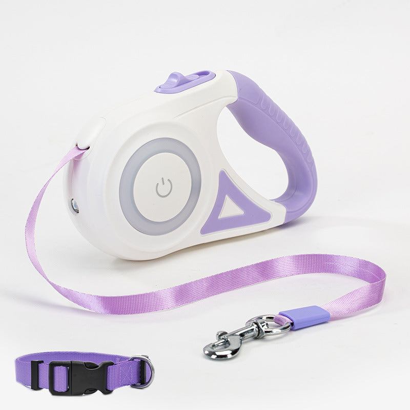 Retractable Dog Leash with Spotlight & Adjustable Collar | Auto Traction Rope for Small & Medium Dogs