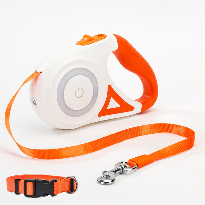 Retractable Dog Leash with Spotlight & Adjustable Collar | Auto Traction Rope for Small & Medium Dogs