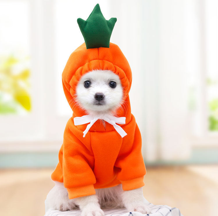 Cute Fruit Dog Clothes – Winter Fleece Hoodie for Small Dogs & Cats