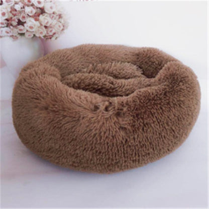 Round Fluffy Cat Bed – Long Hair Plush Winter Nest Pad for Cats & Small Pets