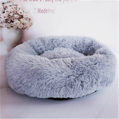 Round Fluffy Cat Bed – Long Hair Plush Winter Nest Pad for Cats & Small Pets
