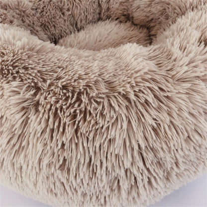 Round Fluffy Cat Bed – Long Hair Plush Winter Nest Pad for Cats & Small Pets