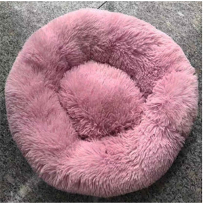 Round Fluffy Cat Bed – Long Hair Plush Winter Nest Pad for Cats & Small Pets