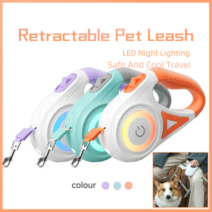 Retractable Dog Leash with Spotlight & Adjustable Collar | Auto Traction Rope for Small & Medium Dogs