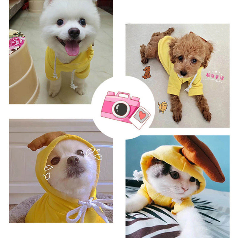 Cute Fruit Dog Clothes – Winter Fleece Hoodie for Small Dogs & Cats