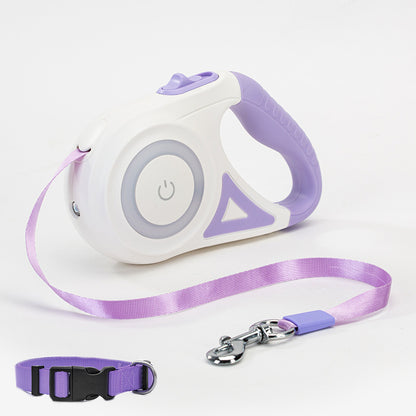 Retractable Dog Leash with Spotlight & Adjustable Collar | Auto Traction Rope for Small & Medium Dogs