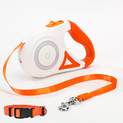 Retractable Dog Leash with Spotlight & Adjustable Collar | Auto Traction Rope for Small & Medium Dogs